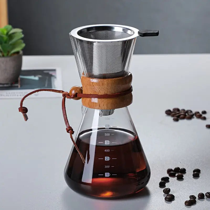 Glass Coffee Kettle Stainless Steel Brewer