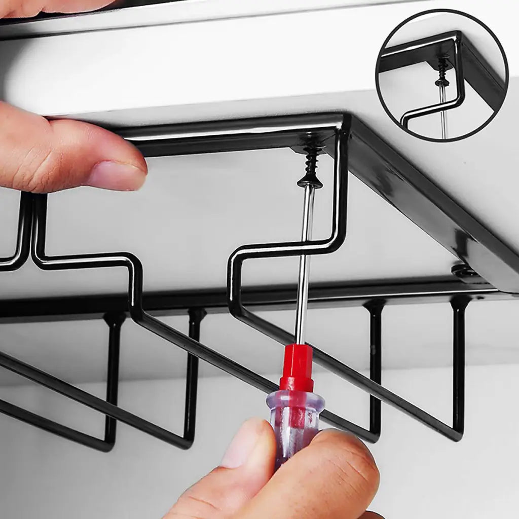 Glass Rack Holder - Cabinet Hanging Shelf