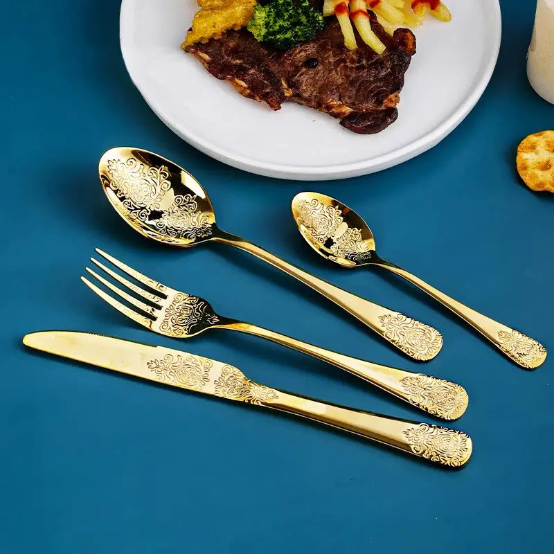 Gold Cutlery Set Luxury Flatware Kit