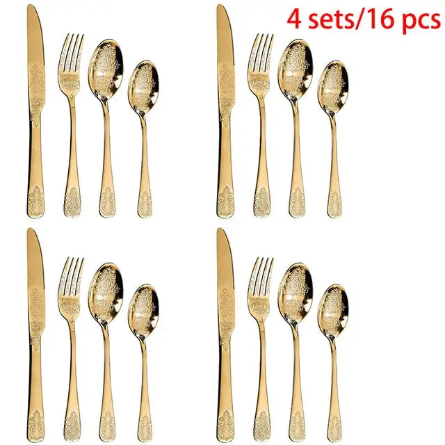 Gold Cutlery Set Luxury Flatware Kit