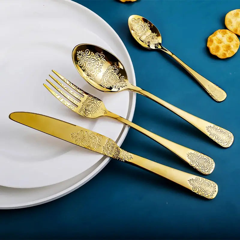 Gold Cutlery Set Luxury Flatware Kit