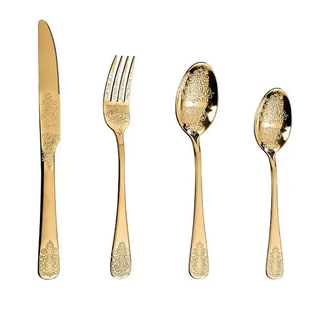 Gold Cutlery Set Luxury Flatware Kit