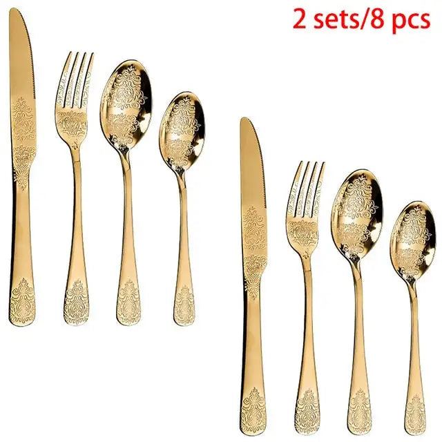 Gold Cutlery Set Luxury Flatware Kit