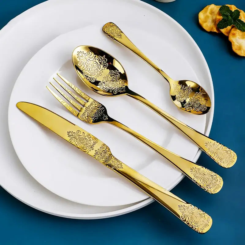 Gold Cutlery Set Luxury Flatware Kit