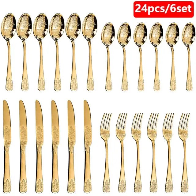 Gold Cutlery Set Luxury Flatware Kit