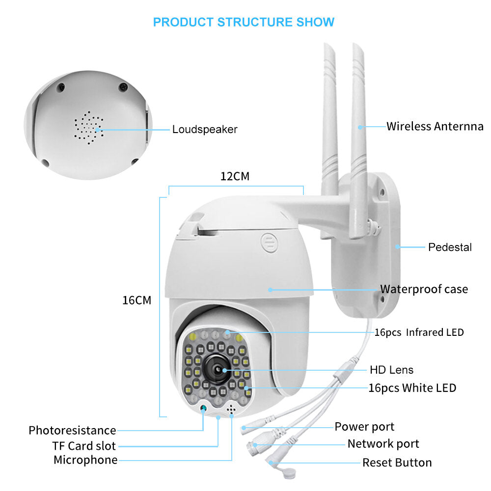 Guudgo 4x Zoom 32led 1080p Hd Wifi Ip Security Camera