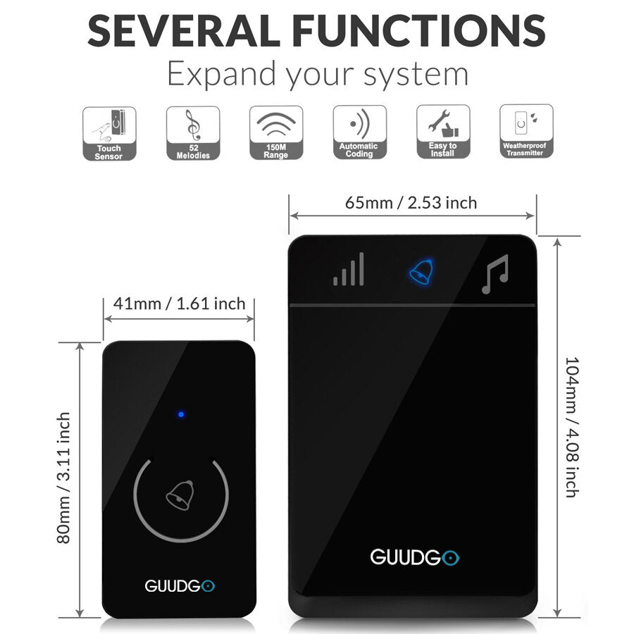 Guudgo Gd-md01 Wireless Touch Screen Music Doorbell Portable