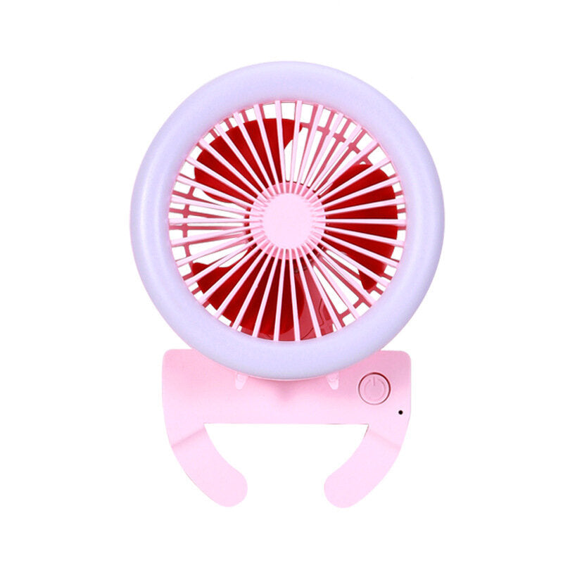 Handheld Phone Clip Led Fan Mini Folding 180 Rotation 2