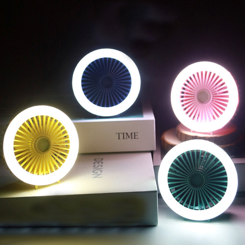 Handheld Phone Clip Led Fan Mini Folding 180 Rotation 2