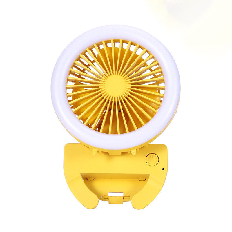 Handheld Phone Clip Led Fan Mini Folding 180 Rotation 2