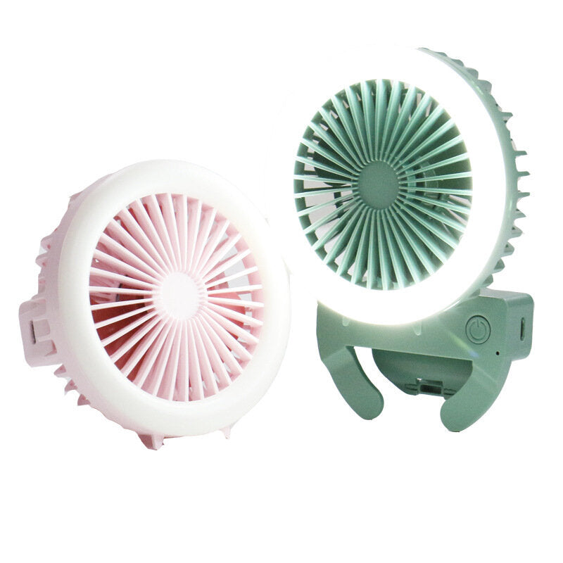Handheld Phone Clip Led Fan Mini Folding 180 Rotation 2