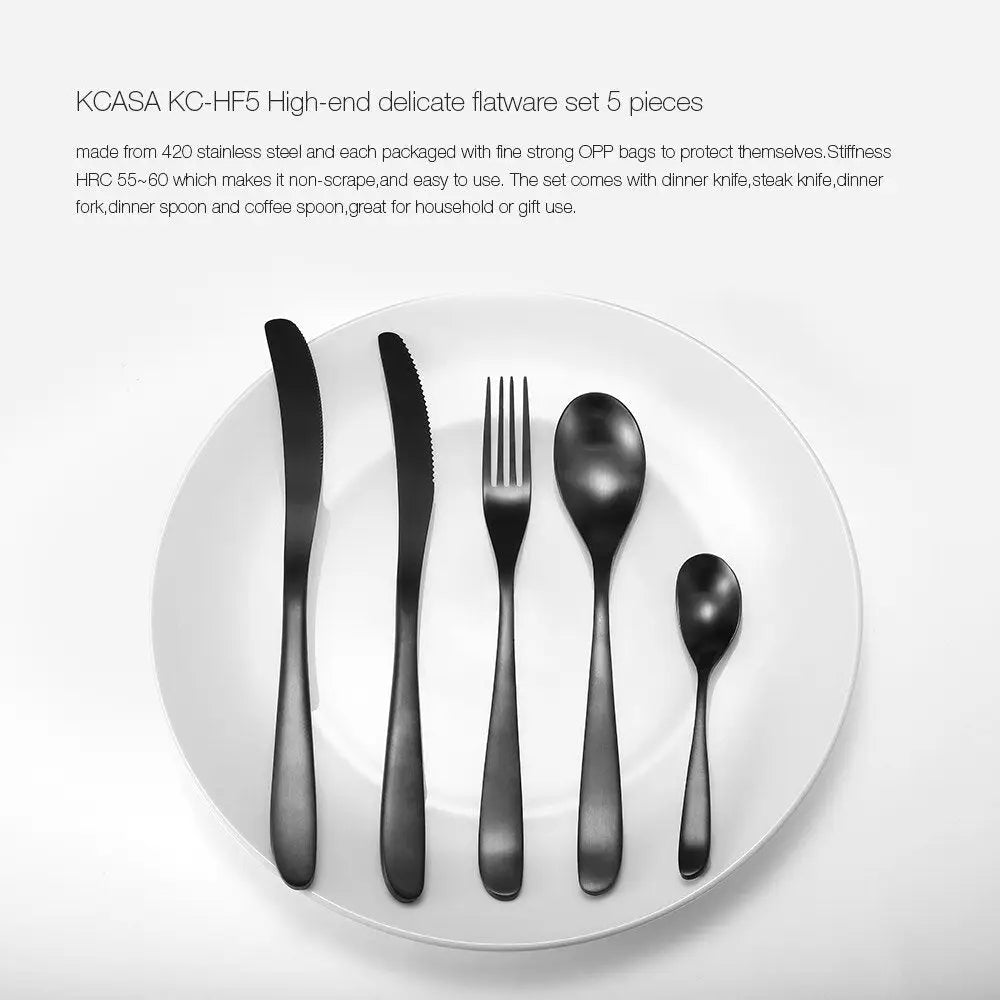 High-end Steel Flatware Set Dinnerware 5pcs