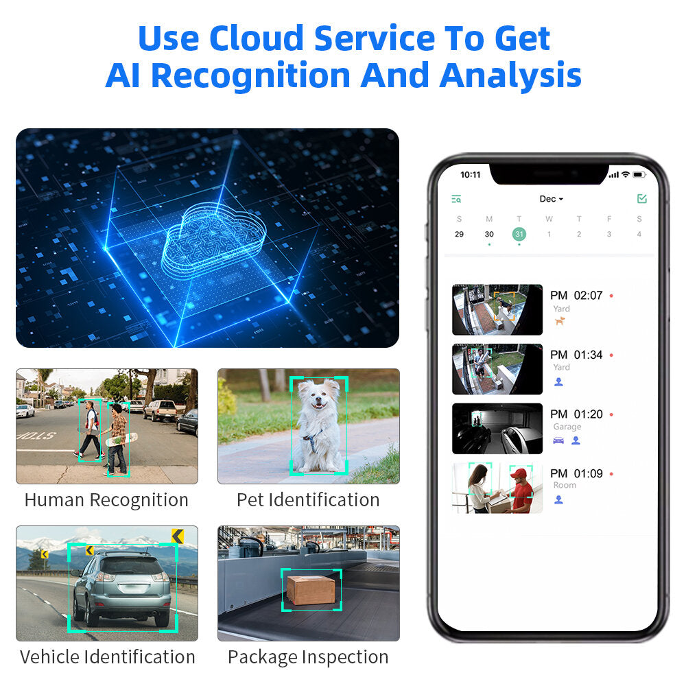 Hiseeu 1080p Cloud Ai Wifi Video Security Surveillance