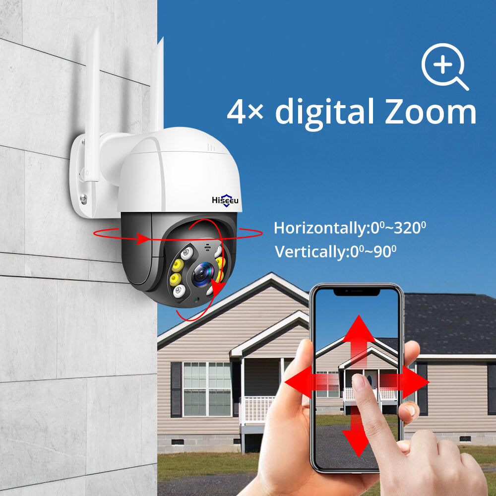 Hiseeu 1080p Speed Dome Wifi Camera 2mp Outdoor Wireless Ptz