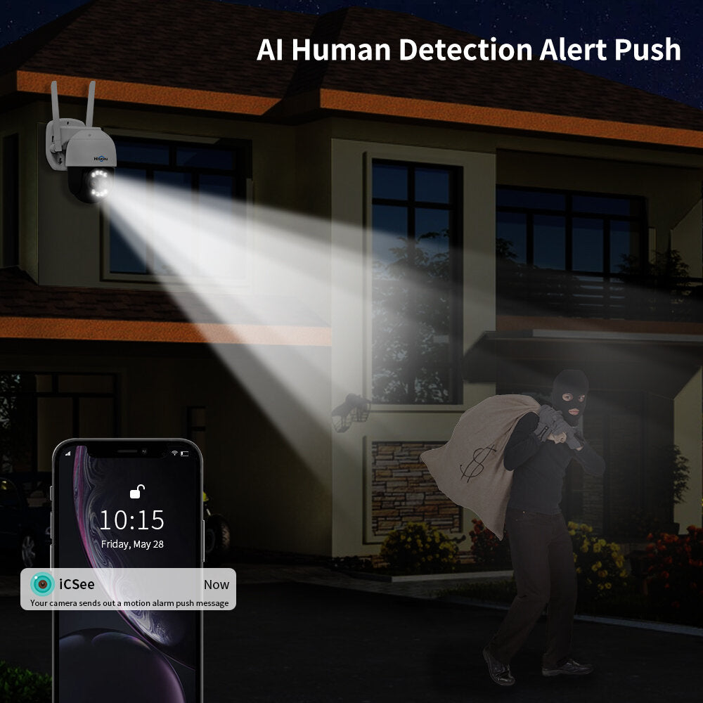 Hiseeu 8mp 4k Ptz Wifi Ip Camera Outdoor Security Protection