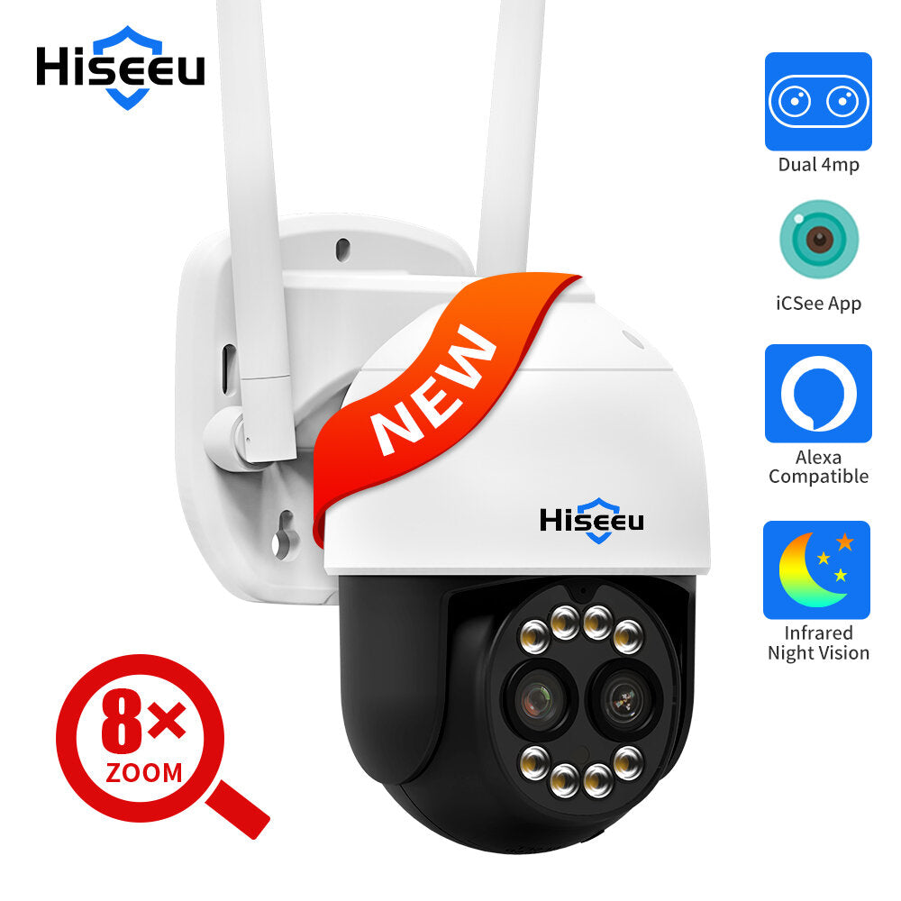 Hiseeu 8mp 4k Ptz Wifi Ip Camera Outdoor Security Protection