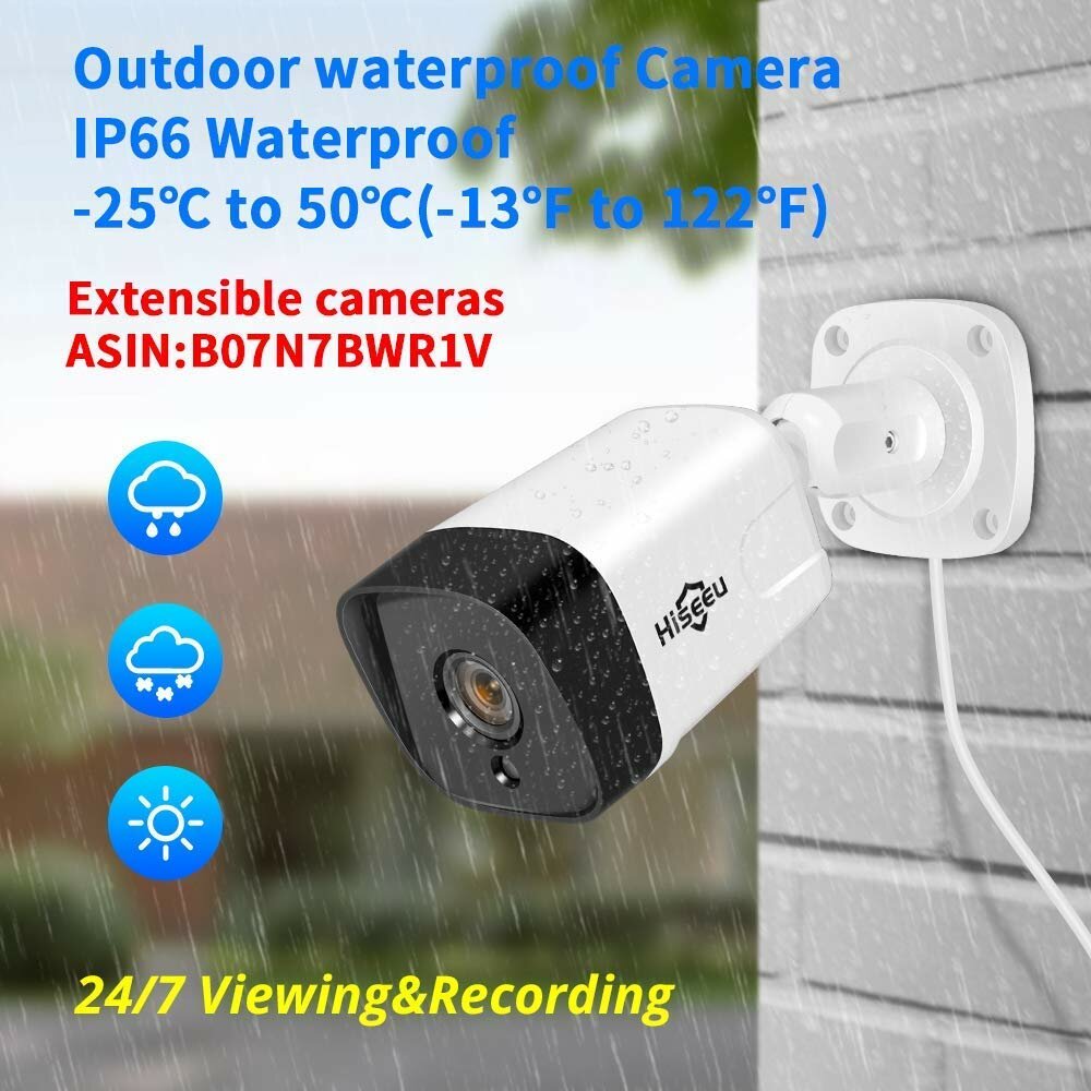Hiseeu Poe H.265+ Security 5mp Ip Camera Support Audio Night