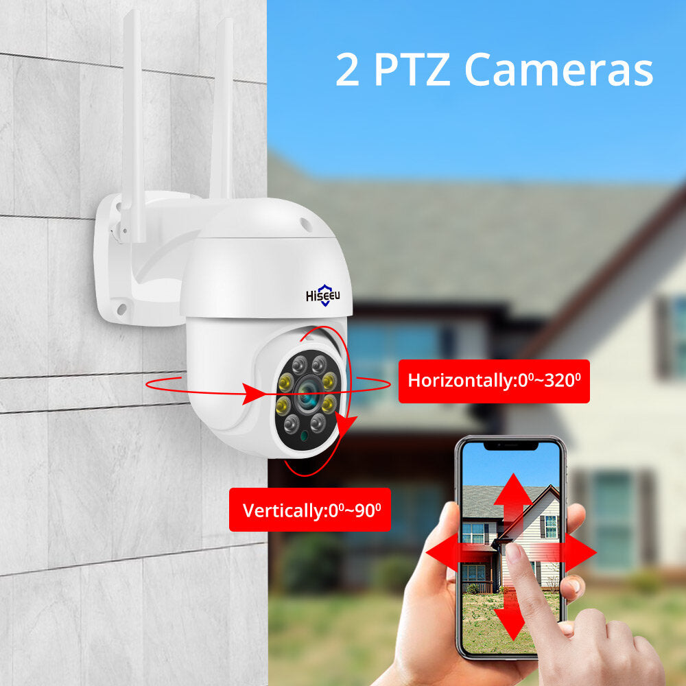 Hiseeu Wireless 8ch 4pcs 3mp Two-way Audio Security Ptz 5x