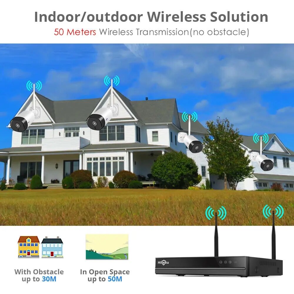 Hiseeu Wnkit-4hb312 8ch 3mp 1536p Wireless Cctv Security