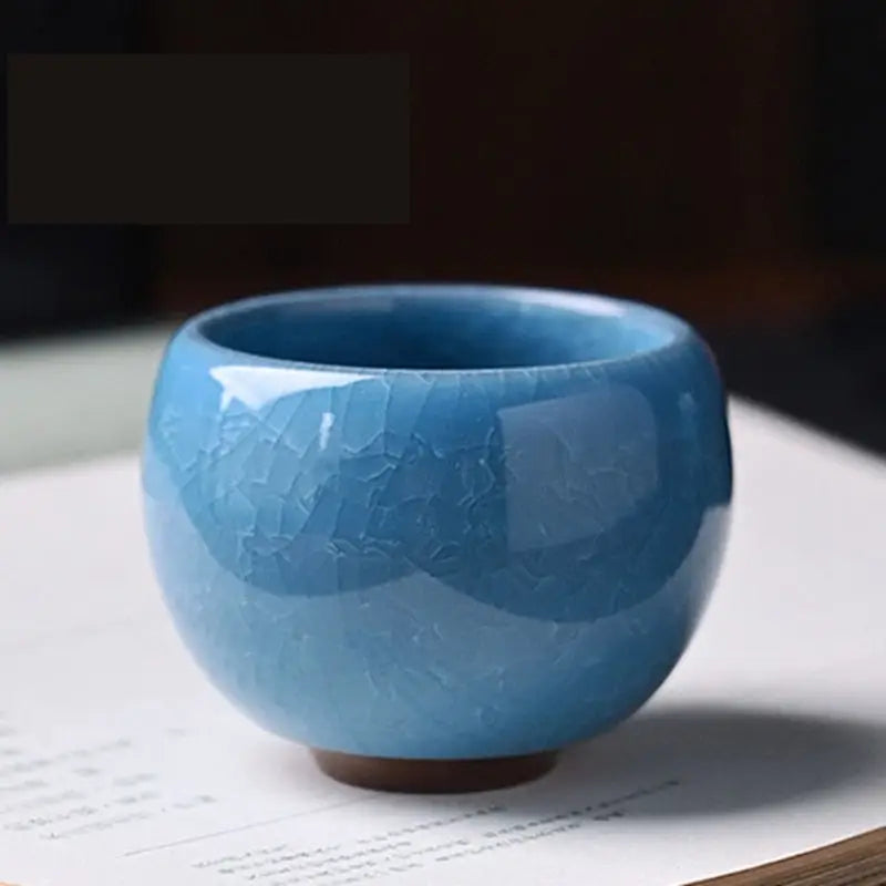 Ice Cracking Ceramic Tea Cup - Porcelain