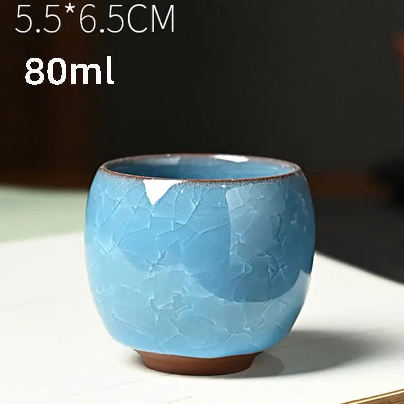 Ice Cracking Ceramic Tea Cup - Porcelain