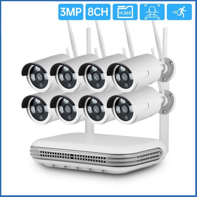 Kerui H.265 8ch Wifi Wireless Mini Nvr 3mp Security Camera