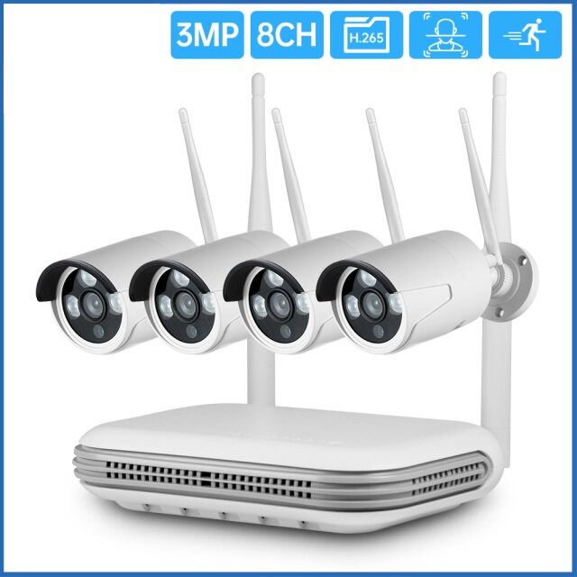 Kerui H.265 8ch Wifi Wireless Mini Nvr 3mp Security Camera