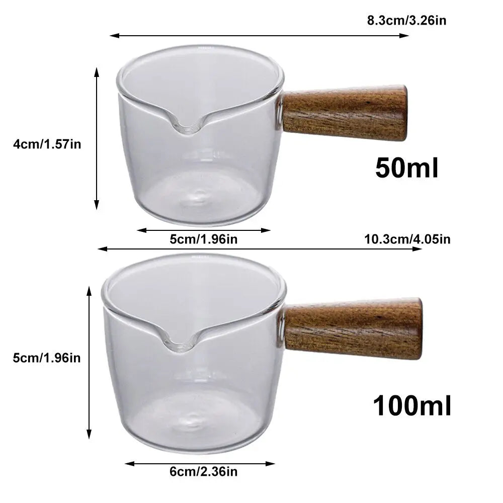 Kitchen Measure Mug Wood Handle Espresso Cup