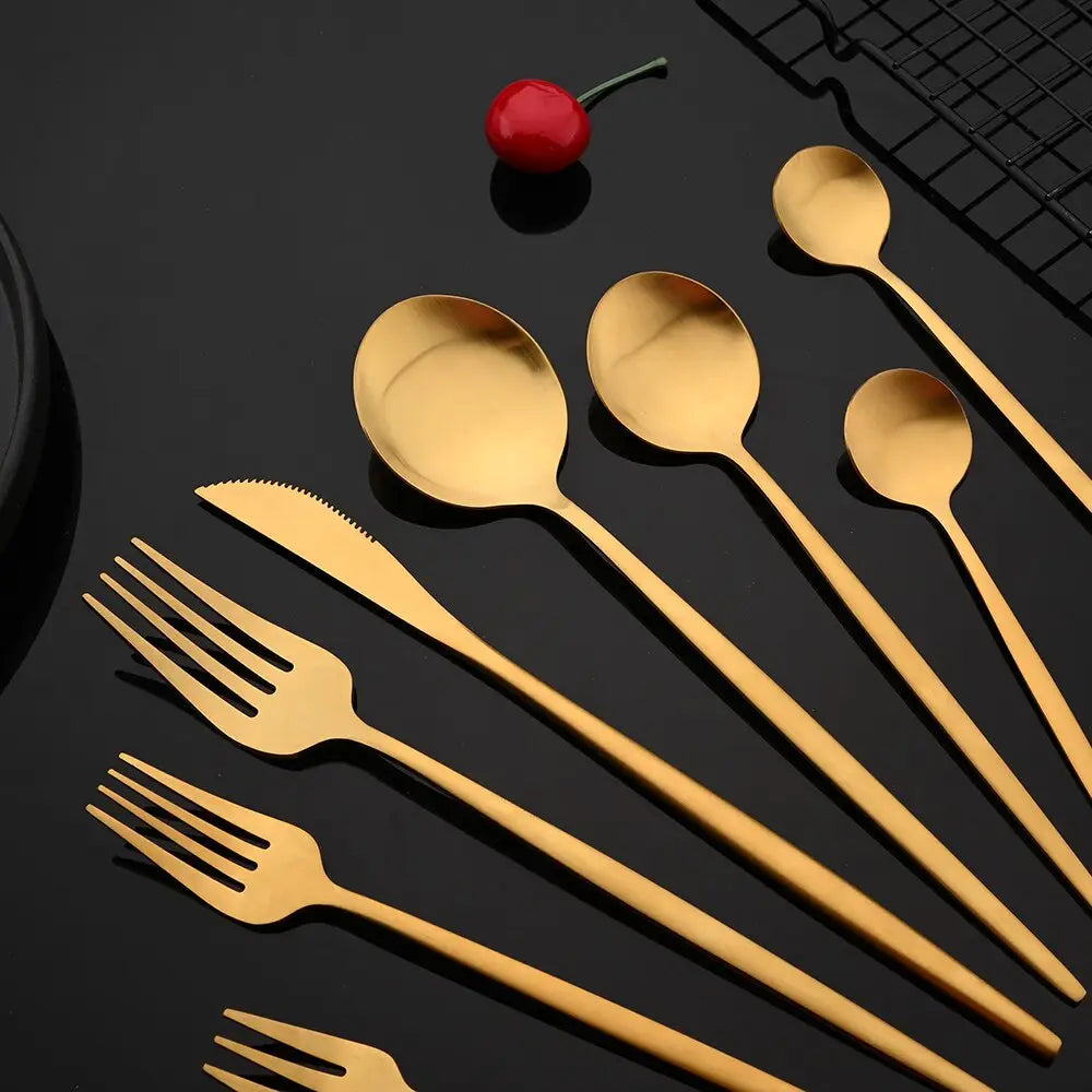 Matte Gold Cutlery Set Dinnerware Flatware