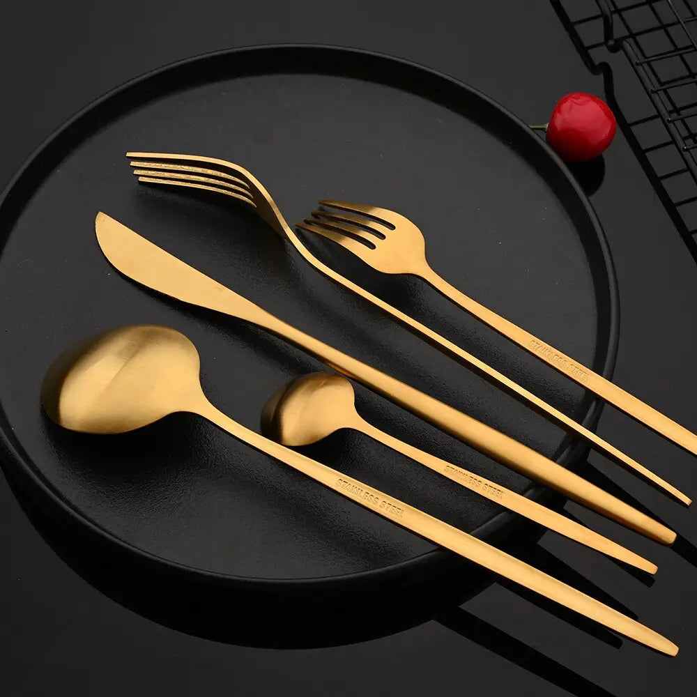 Matte Gold Cutlery Set Dinnerware Flatware