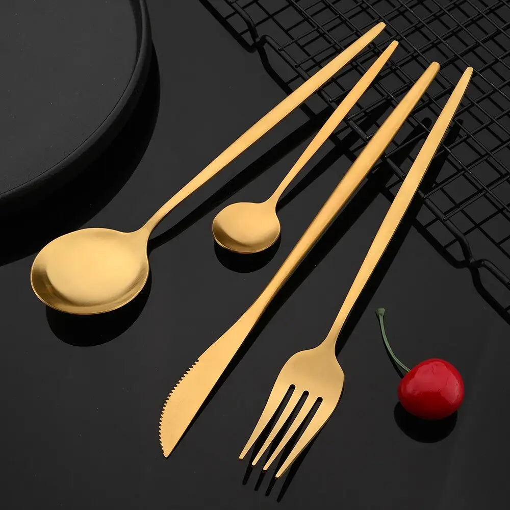 Matte Gold Cutlery Set Dinnerware Flatware