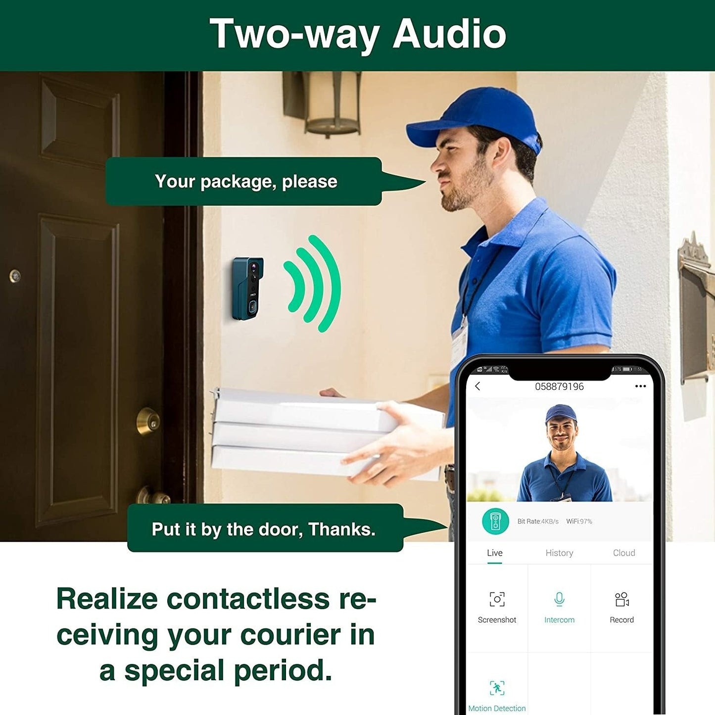 Meco Ele Video Doorbell Wireless 1080p Camera With Free