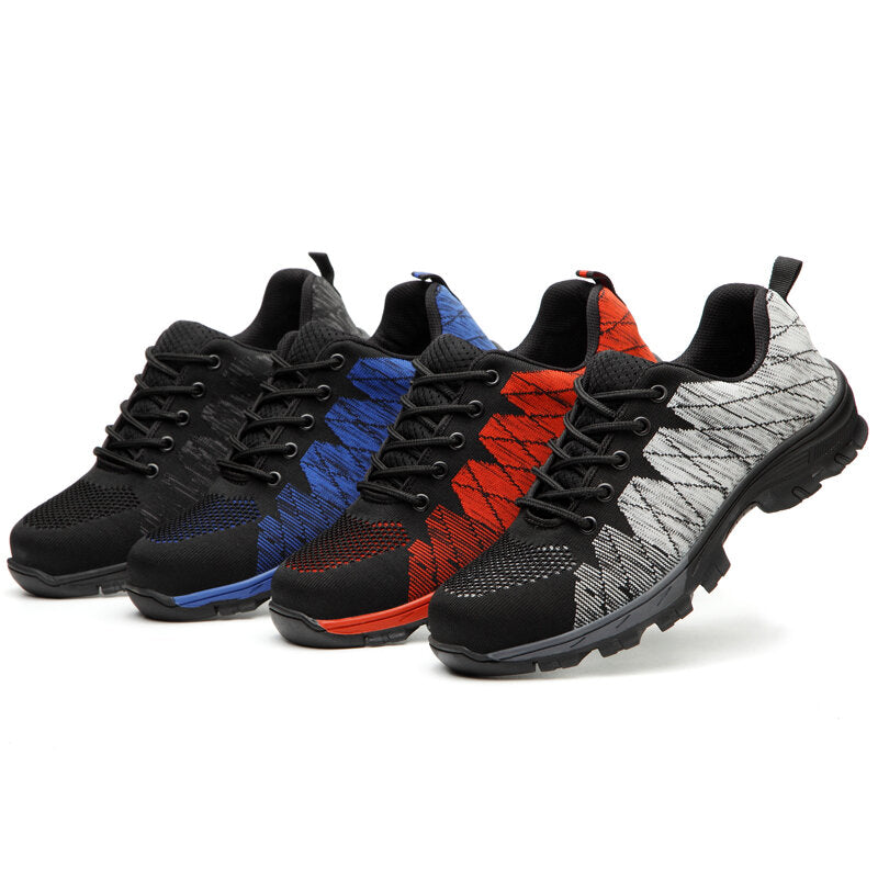 Men Knitted Fabric Steel Toe Anti Smashing Work Safety