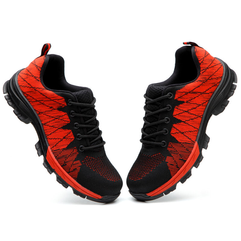 Men Knitted Fabric Steel Toe Anti Smashing Work Safety