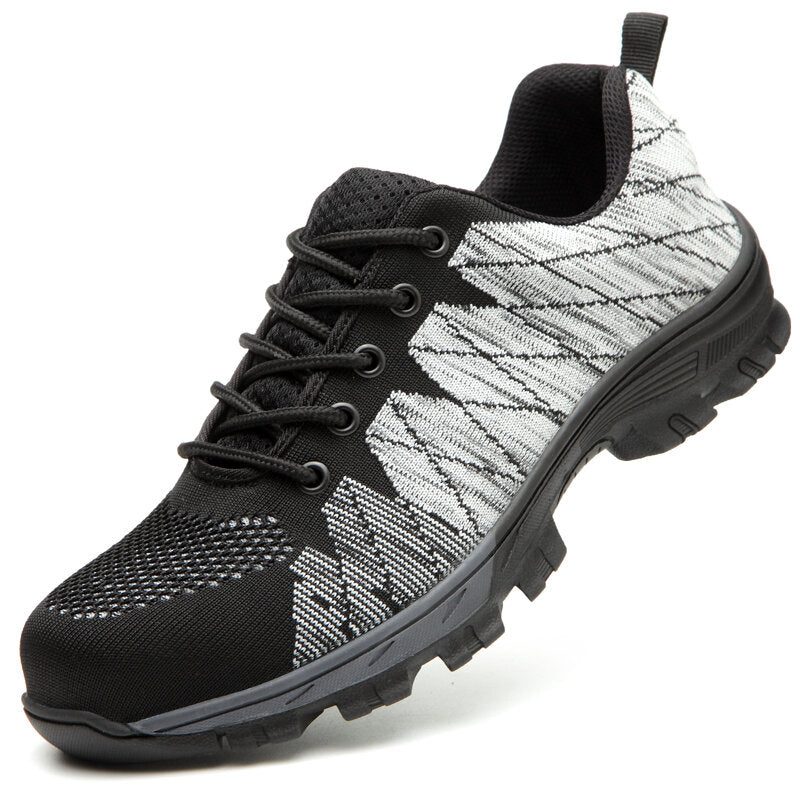 Men Knitted Fabric Steel Toe Anti Smashing Work Safety