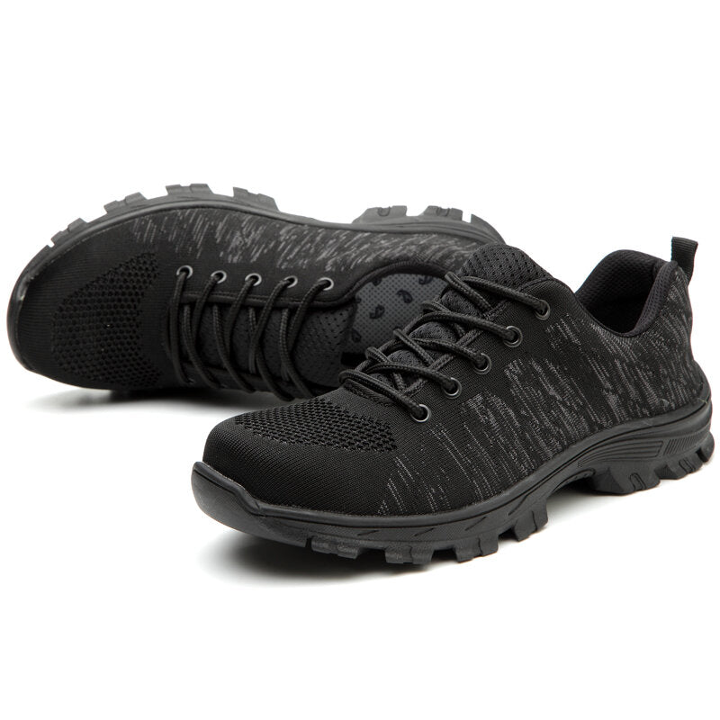 Men Knitted Fabric Steel Toe Anti Smashing Work Safety