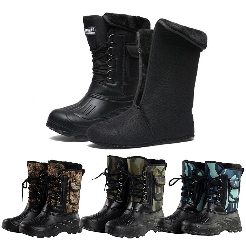 Mens High Top Snow Boots Waterproof Warm Fur Lined Shoes
