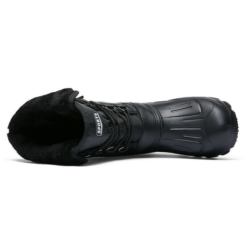 Mens High Top Snow Boots Waterproof Warm Fur Lined Shoes