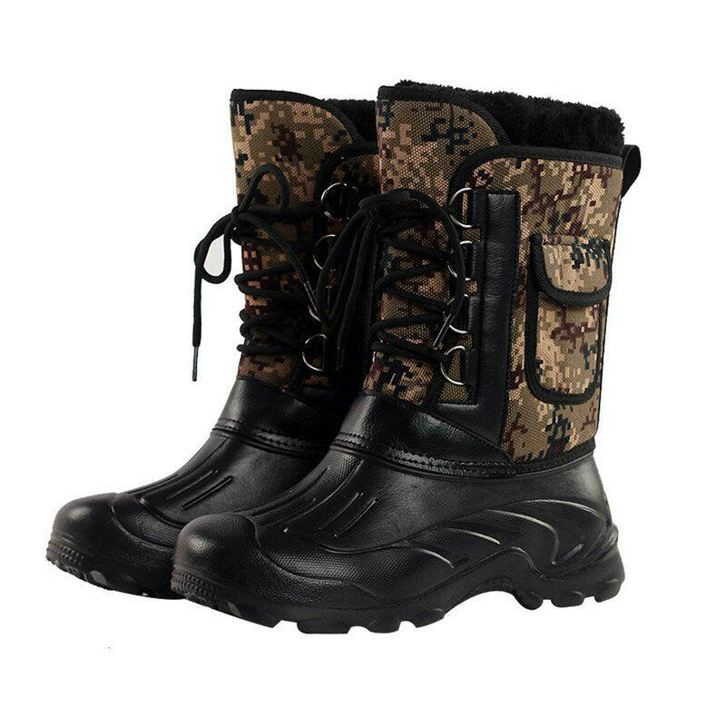 Mens High Top Snow Boots Waterproof Warm Fur Lined Shoes