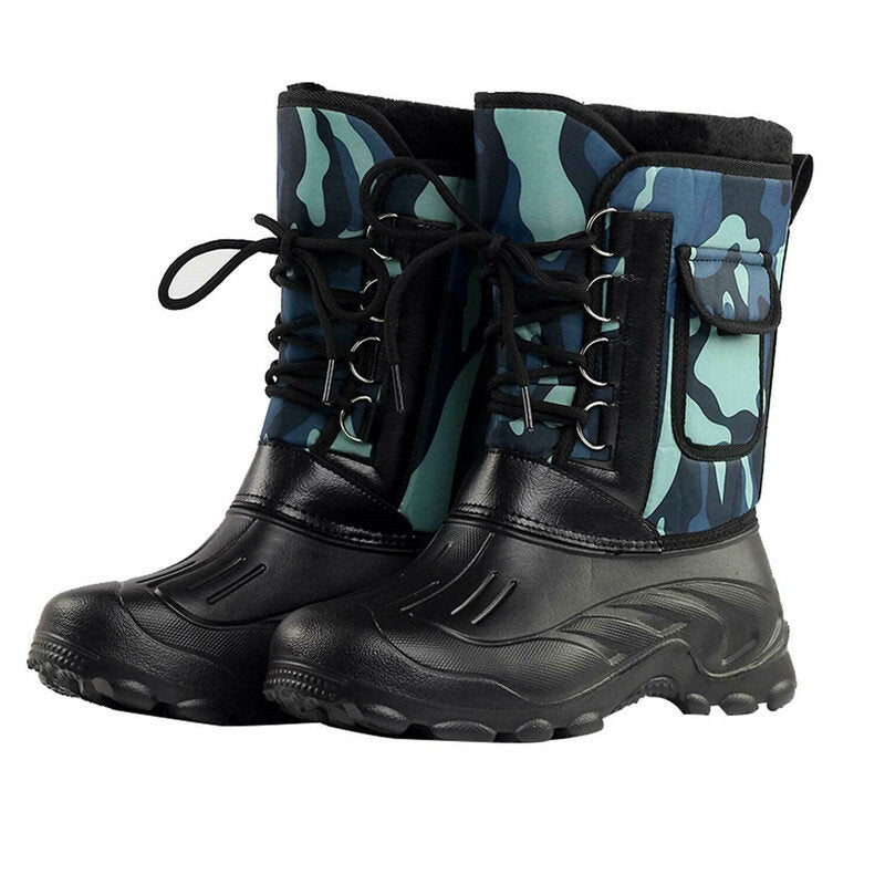 Mens High Top Snow Boots Waterproof Warm Fur Lined Shoes