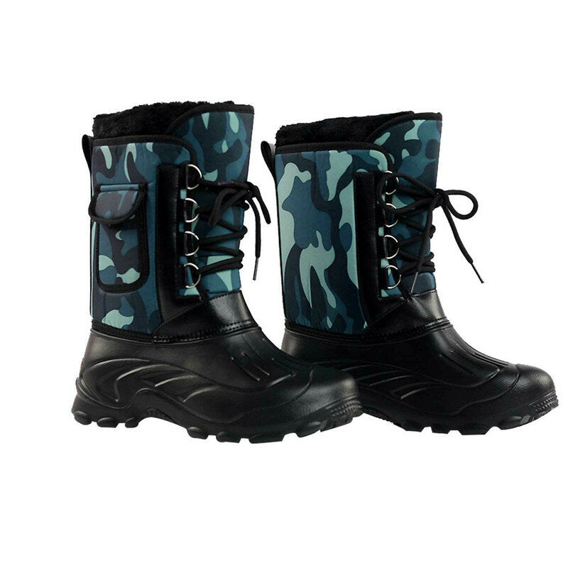 Mens High Top Snow Boots Waterproof Warm Fur Lined Shoes