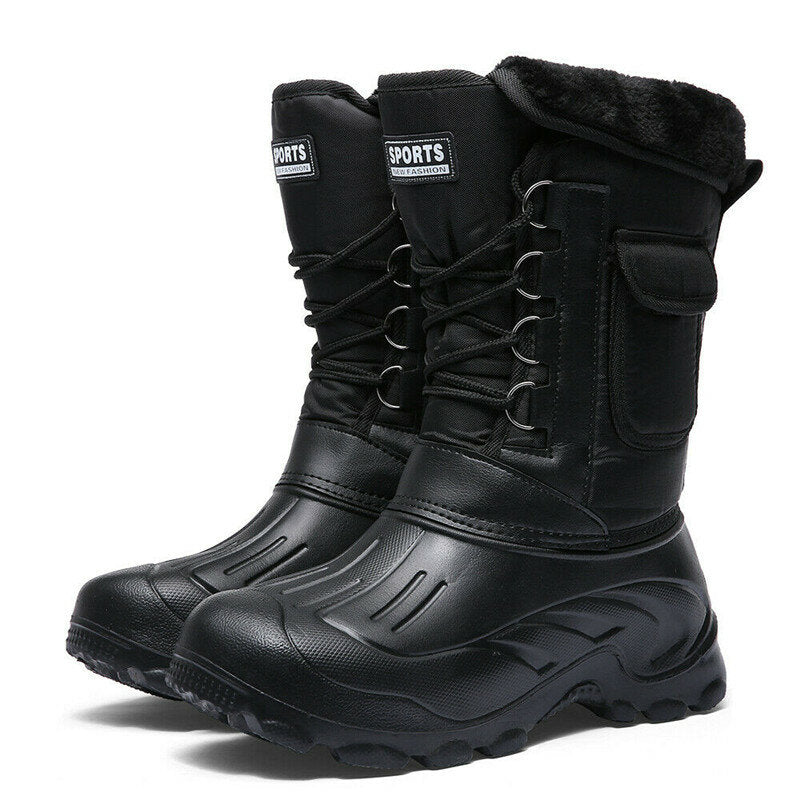 Mens High Top Snow Boots Waterproof Warm Fur Lined Shoes