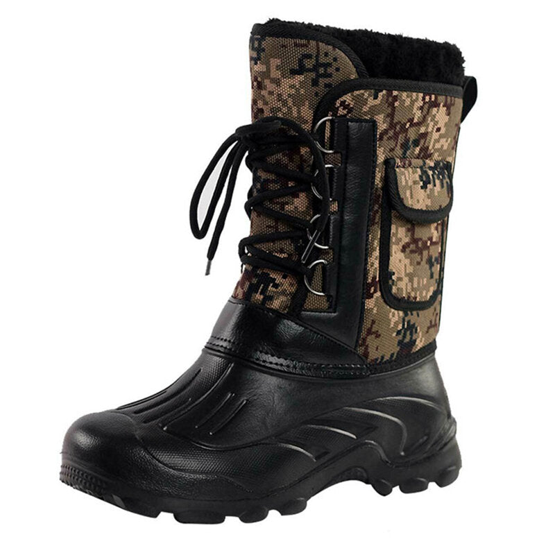 Mens High Top Snow Boots Waterproof Warm Fur Lined Shoes