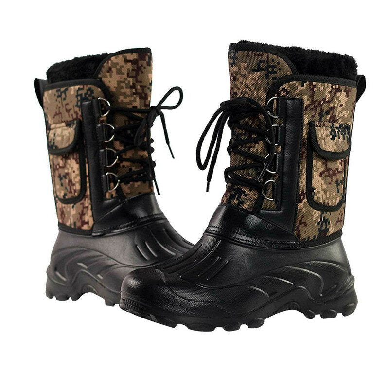 Mens High Top Snow Boots Waterproof Warm Fur Lined Shoes