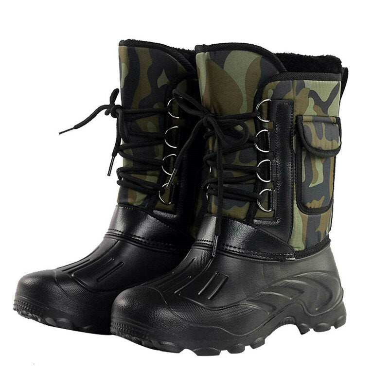 Mens High Top Snow Boots Waterproof Warm Fur Lined Shoes