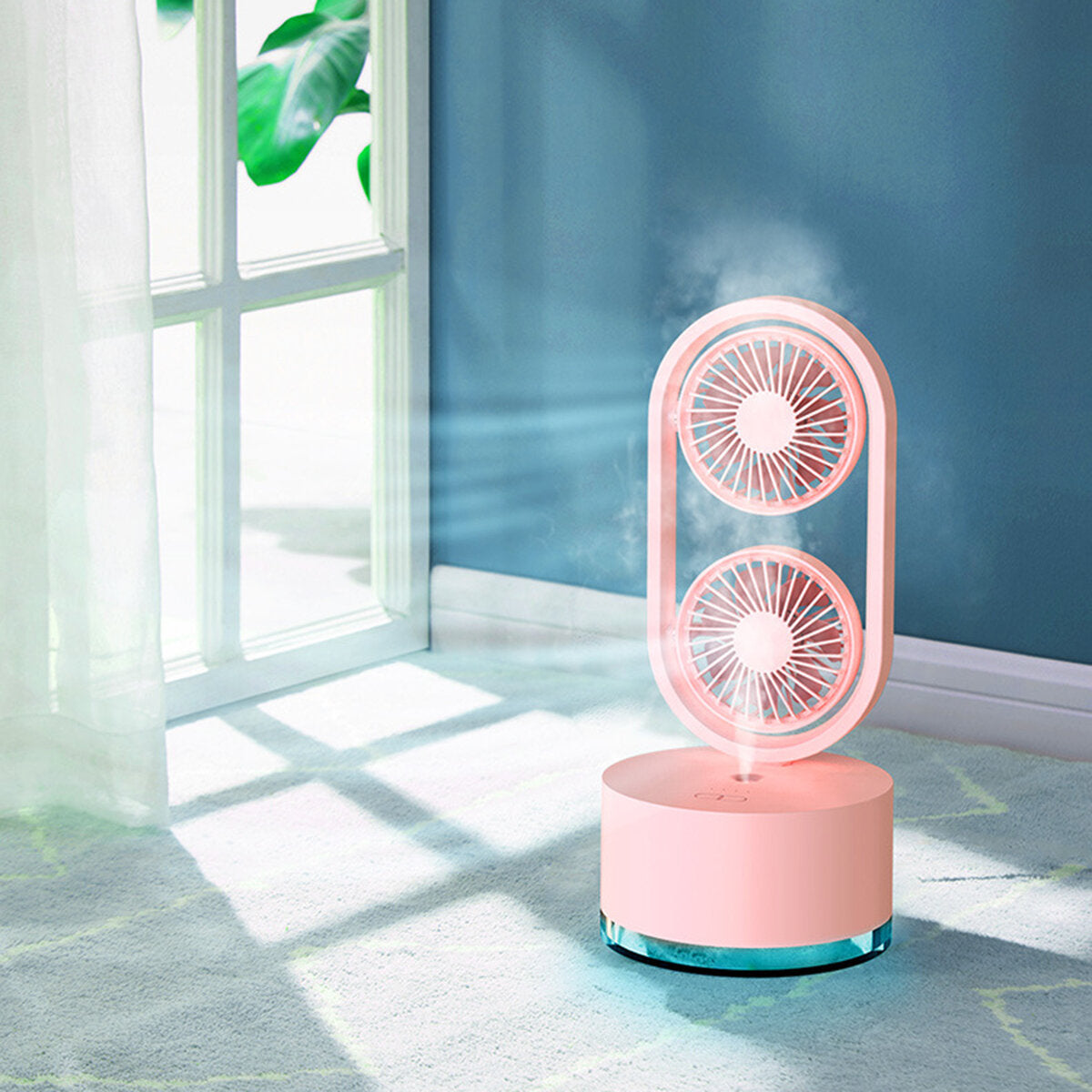 Mini Dual Head Fan 3 Speeds Usb Rechargeable Air Condition