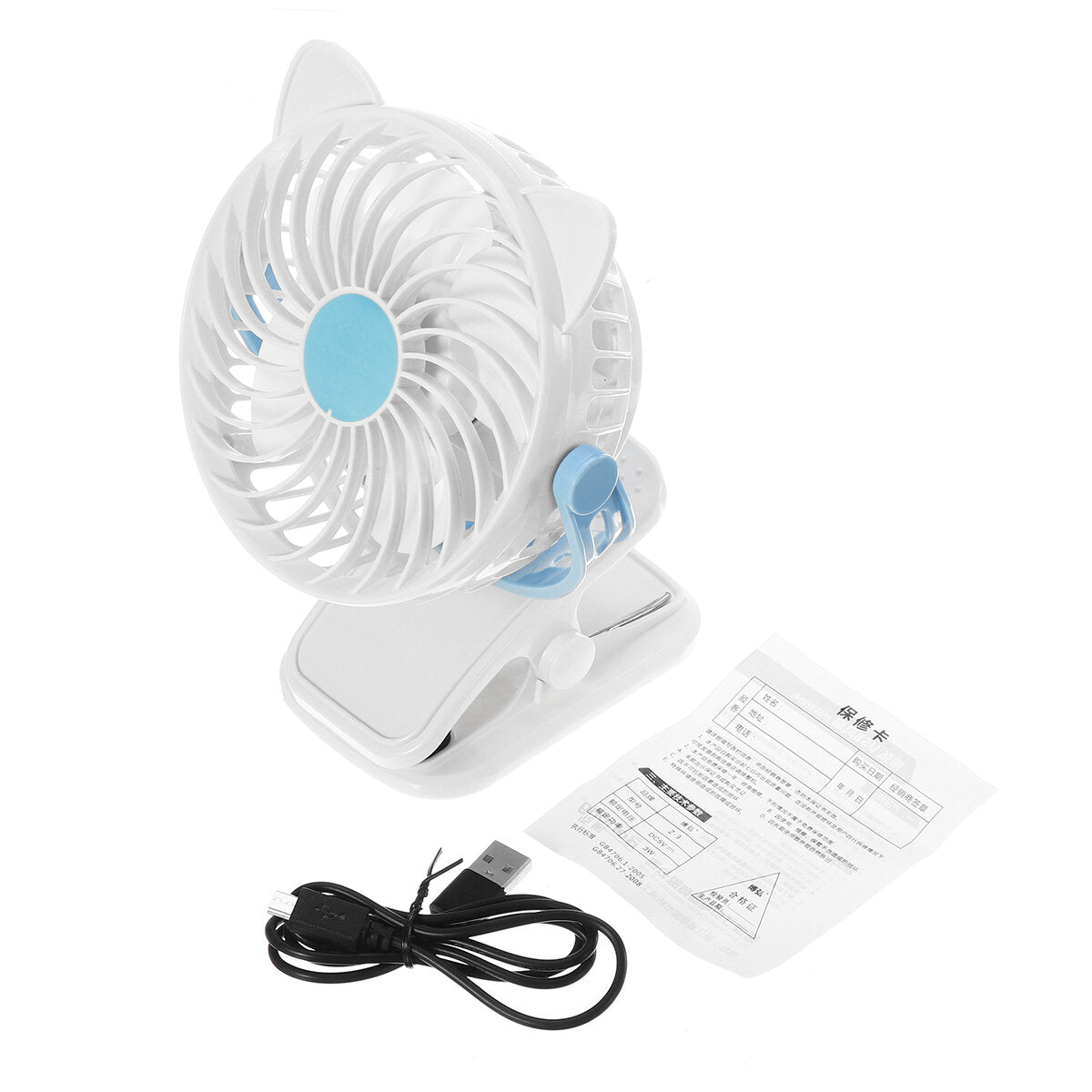 Mini Usb Clip-on Fan 360 Rotation 3 Speeds Rechargeable