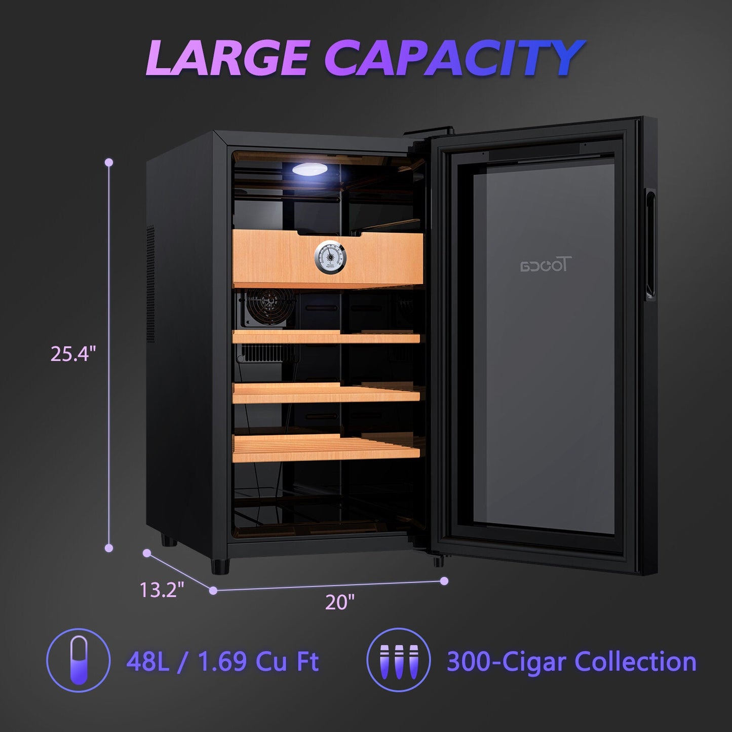 Needone No-48b 48l Cooler Humidor Electronic (300 Capacity)