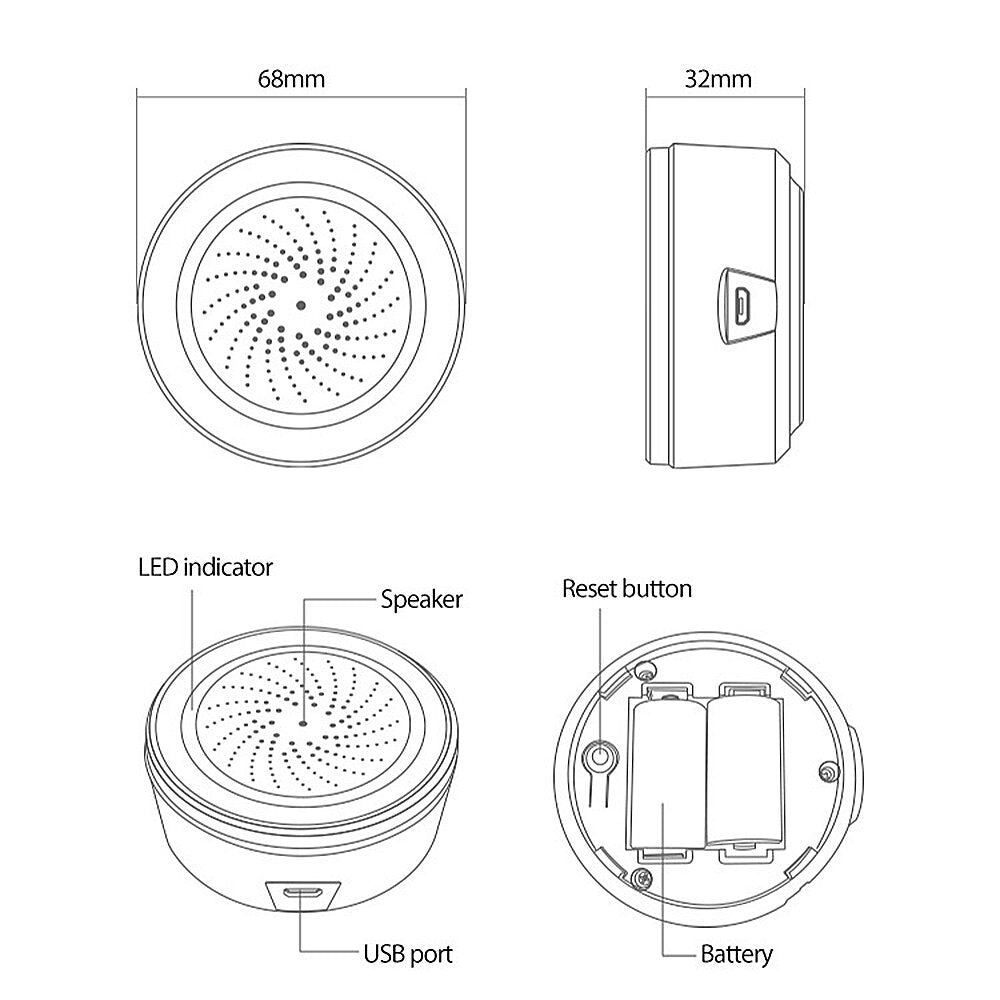 Neo Tuya Zigbe Siren Alarm App Remote On/off Control 90db