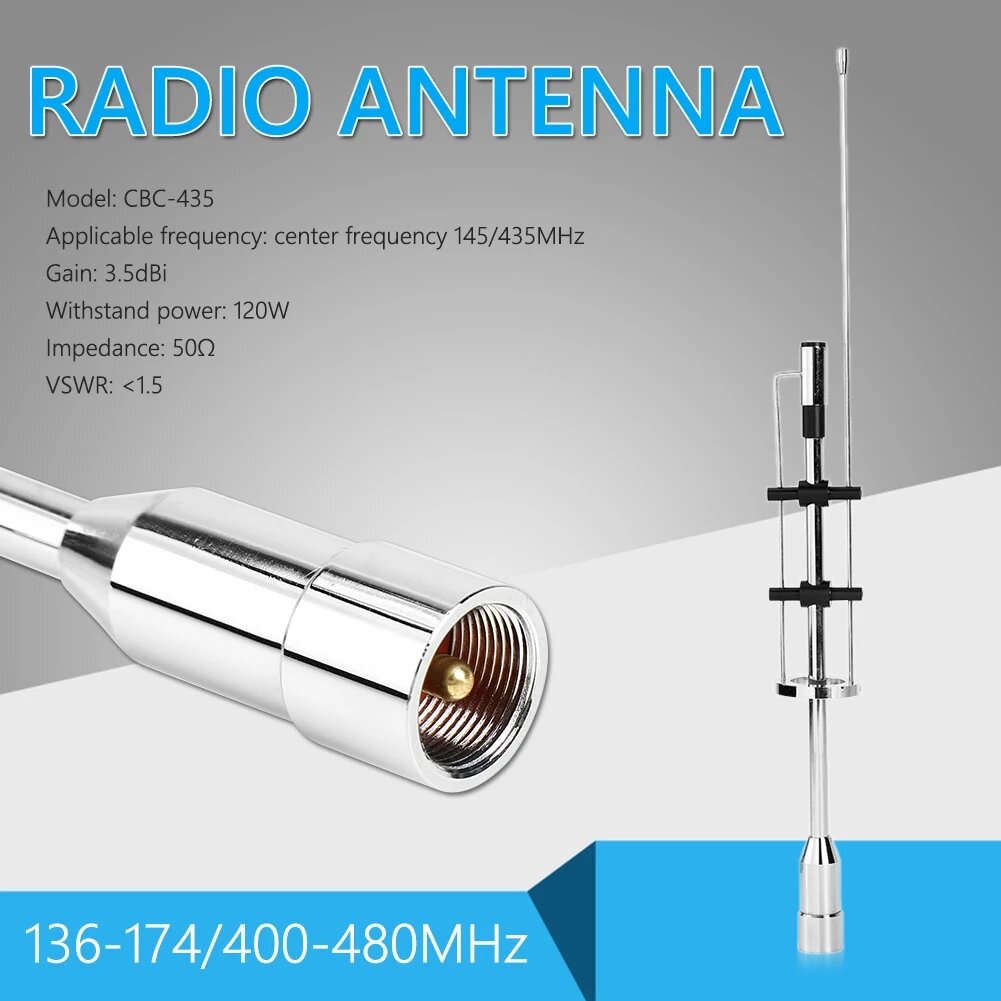 New Dual Band Antenna Cbc-435 Uhf Vhf 145/435mhz Outdoor